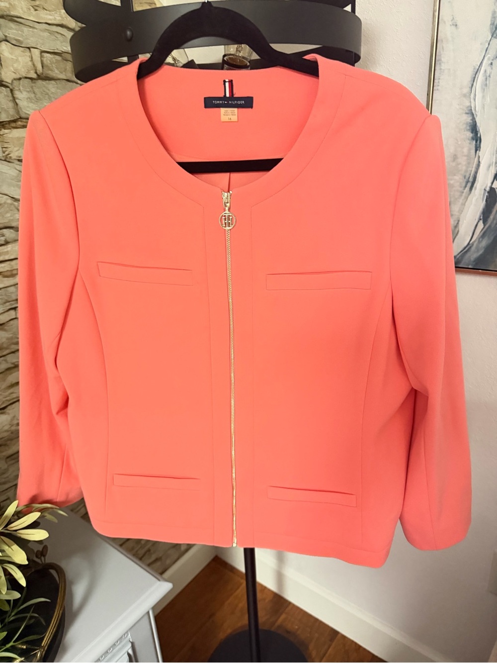 Tommy Hilfiger Coral Zip-Front Blazer Jacket